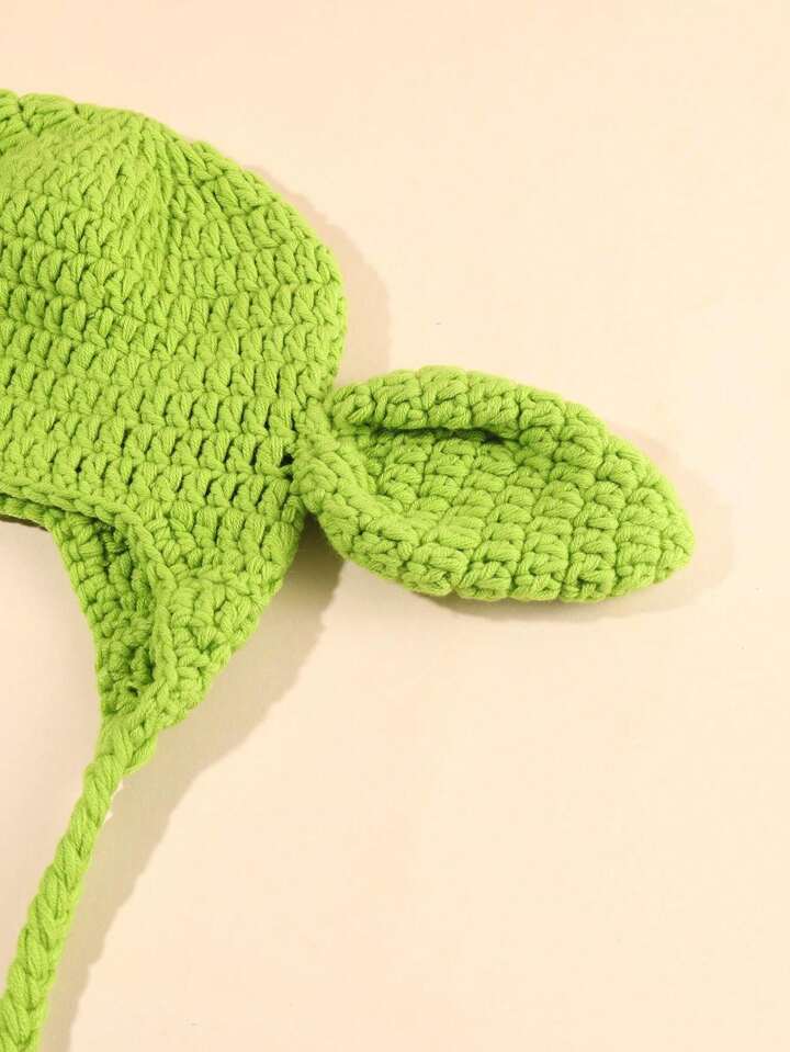 Y2k green knitted beanie
