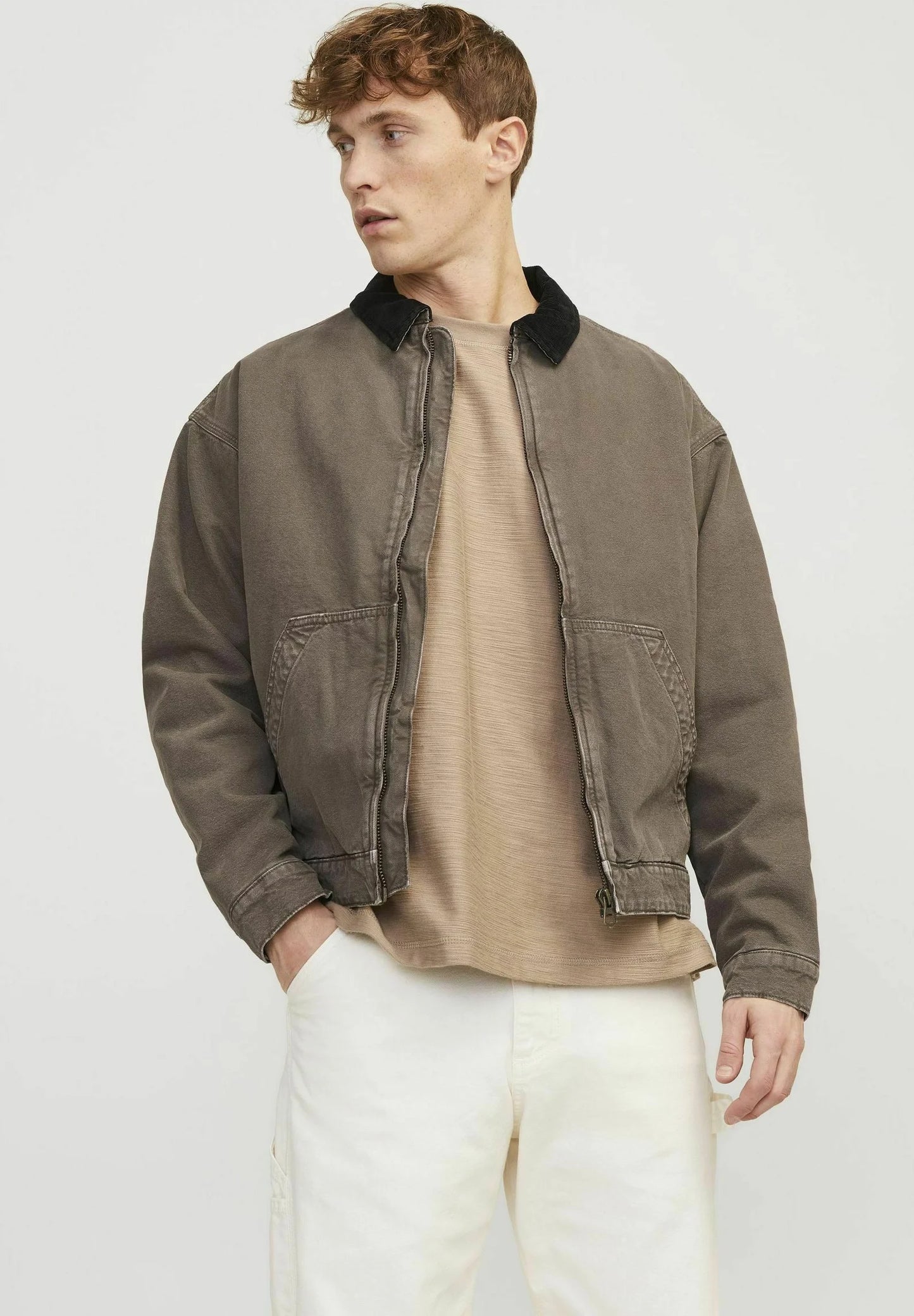 Jack & Jones corduroy collar jacket in chocolate brown