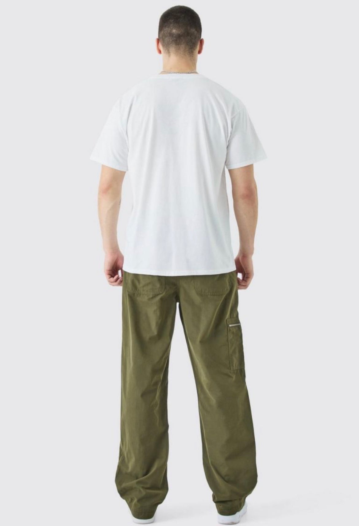 Boohoo tall fixed waist relaxed peached cargo trouser pant green