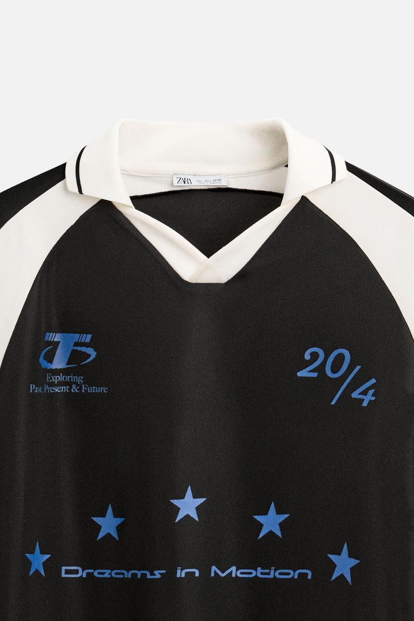 Zara Contrast slogan polo shirt