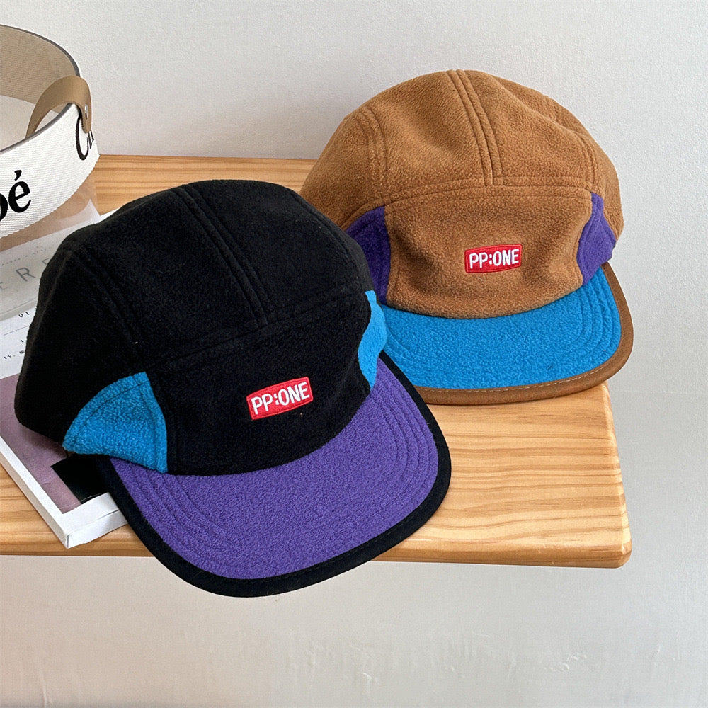 PP fleece color block panel hat