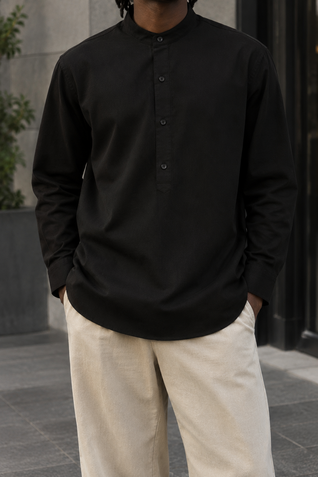Snazzy tab collar shirt in black