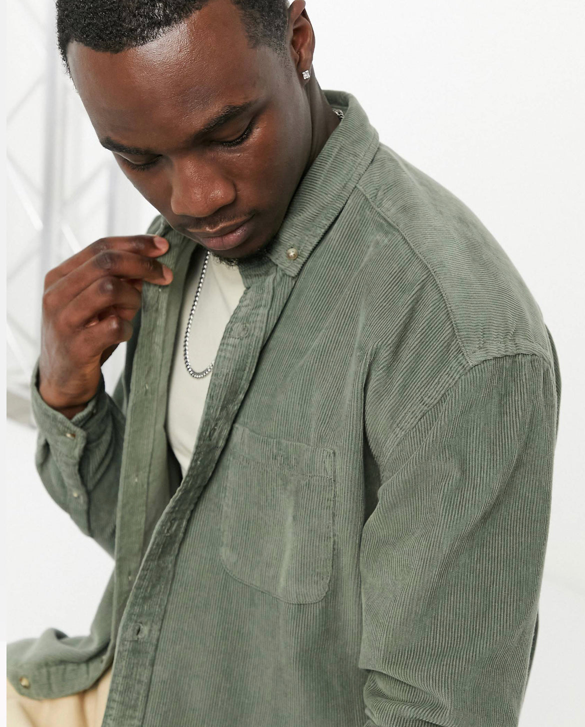 Asos corduroy shirt in sage green