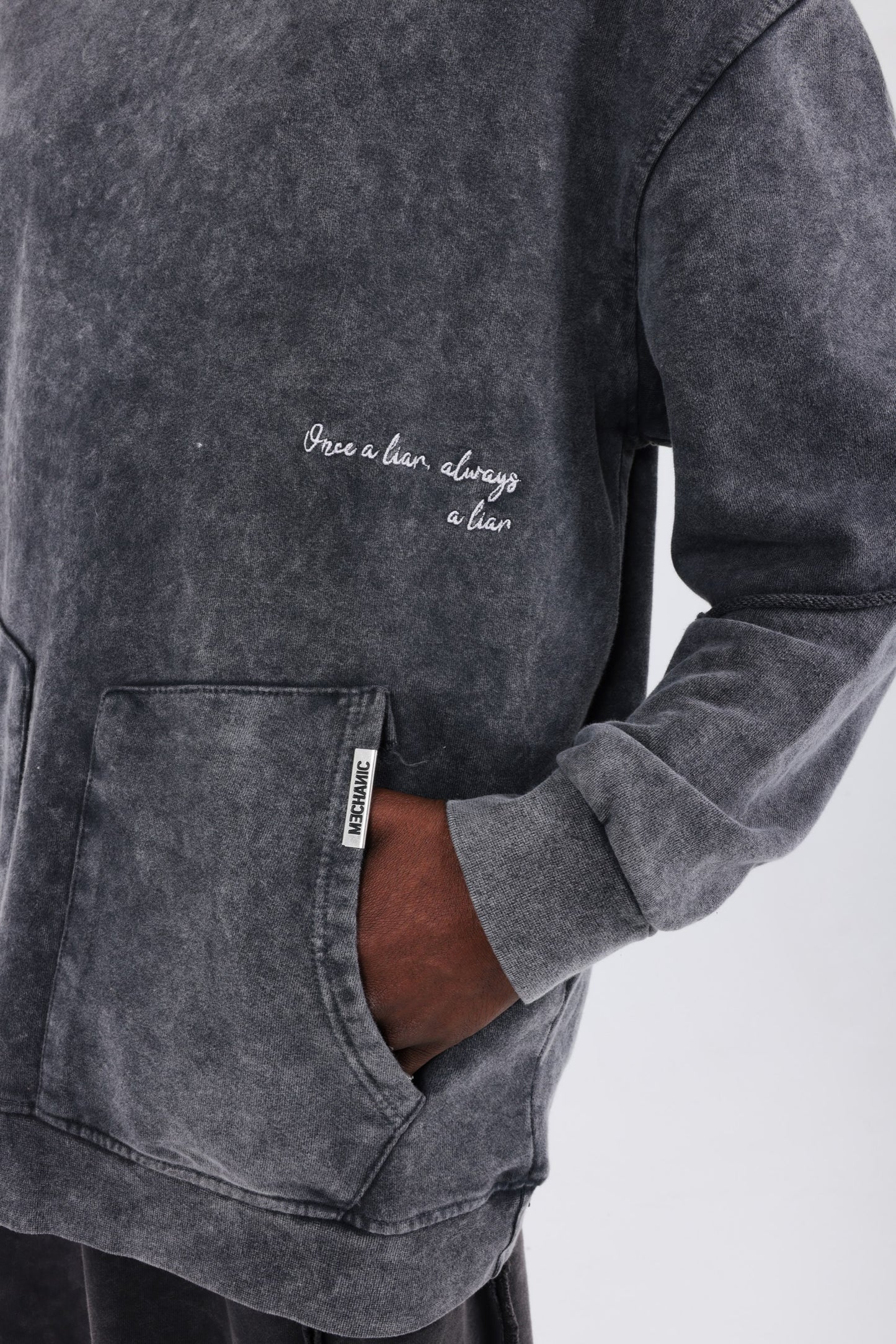 Mechanic acid washed tech double sleeve hoodie