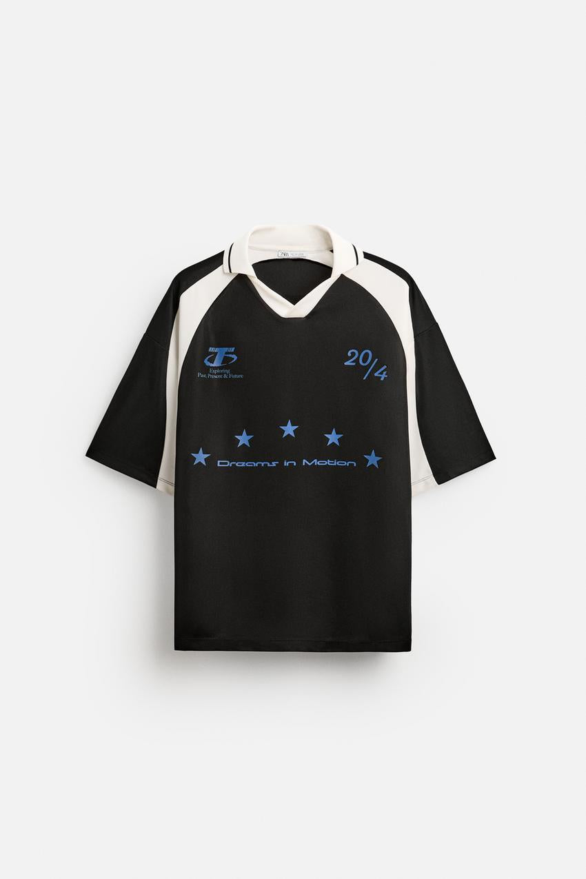 Zara Contrast slogan polo shirt