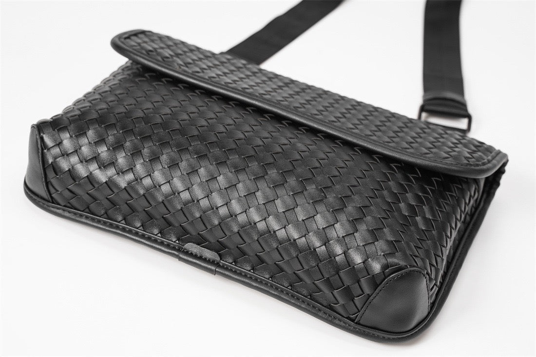 Woven leather side bag