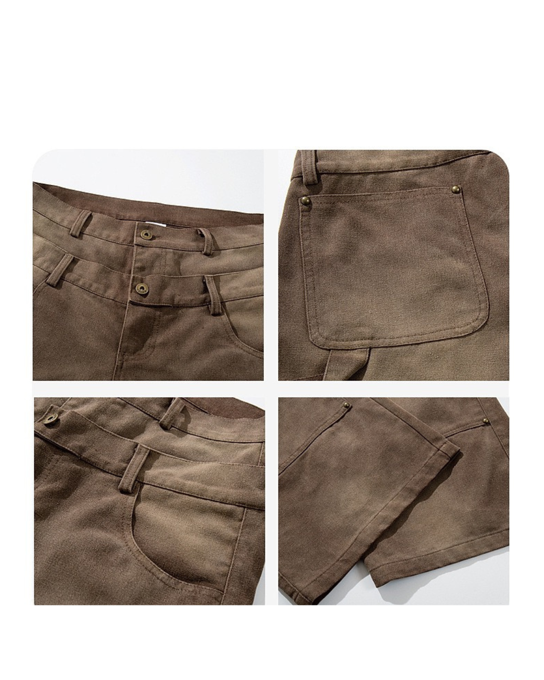 Double waist denim pants in brown