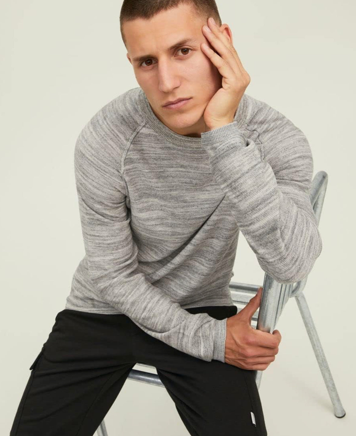 Jack & Jones knit sweatshirt in grey mix