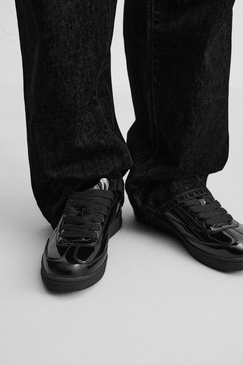 Zara Metallic trainers in black