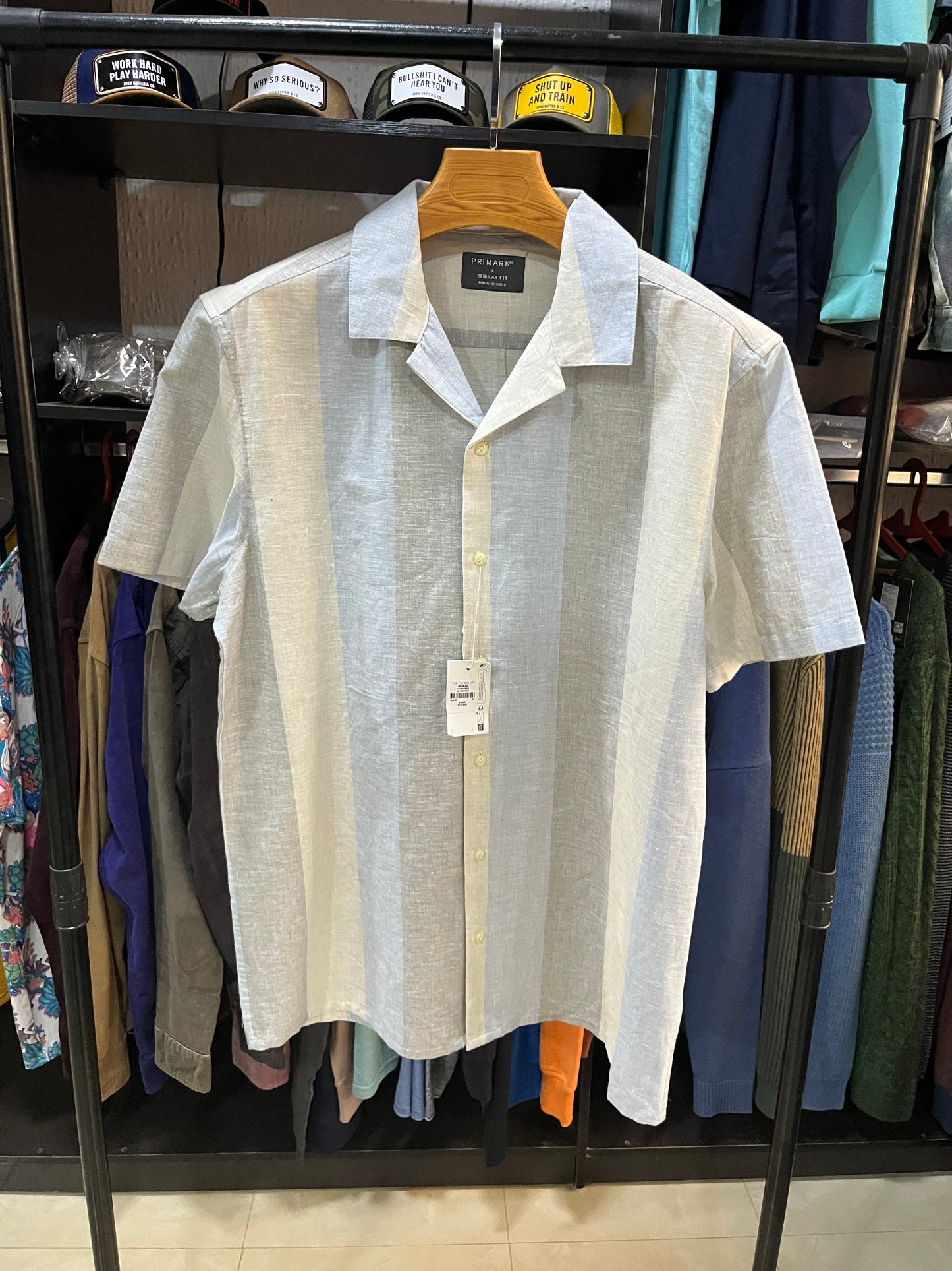 Primark revere linen block stripe shirt