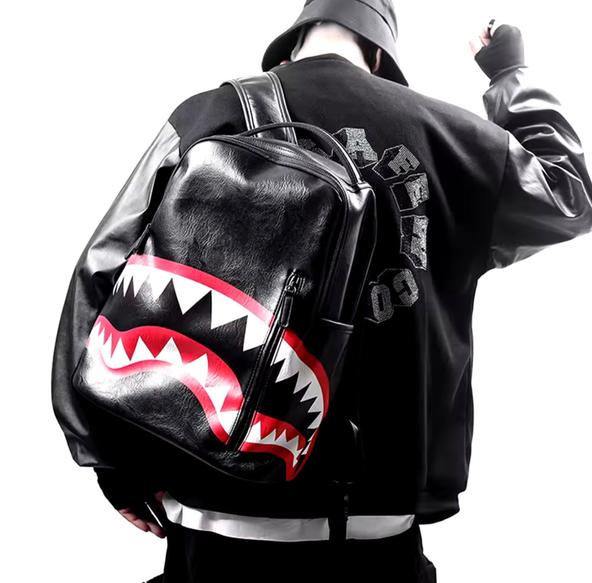 Tooth print leather backpack