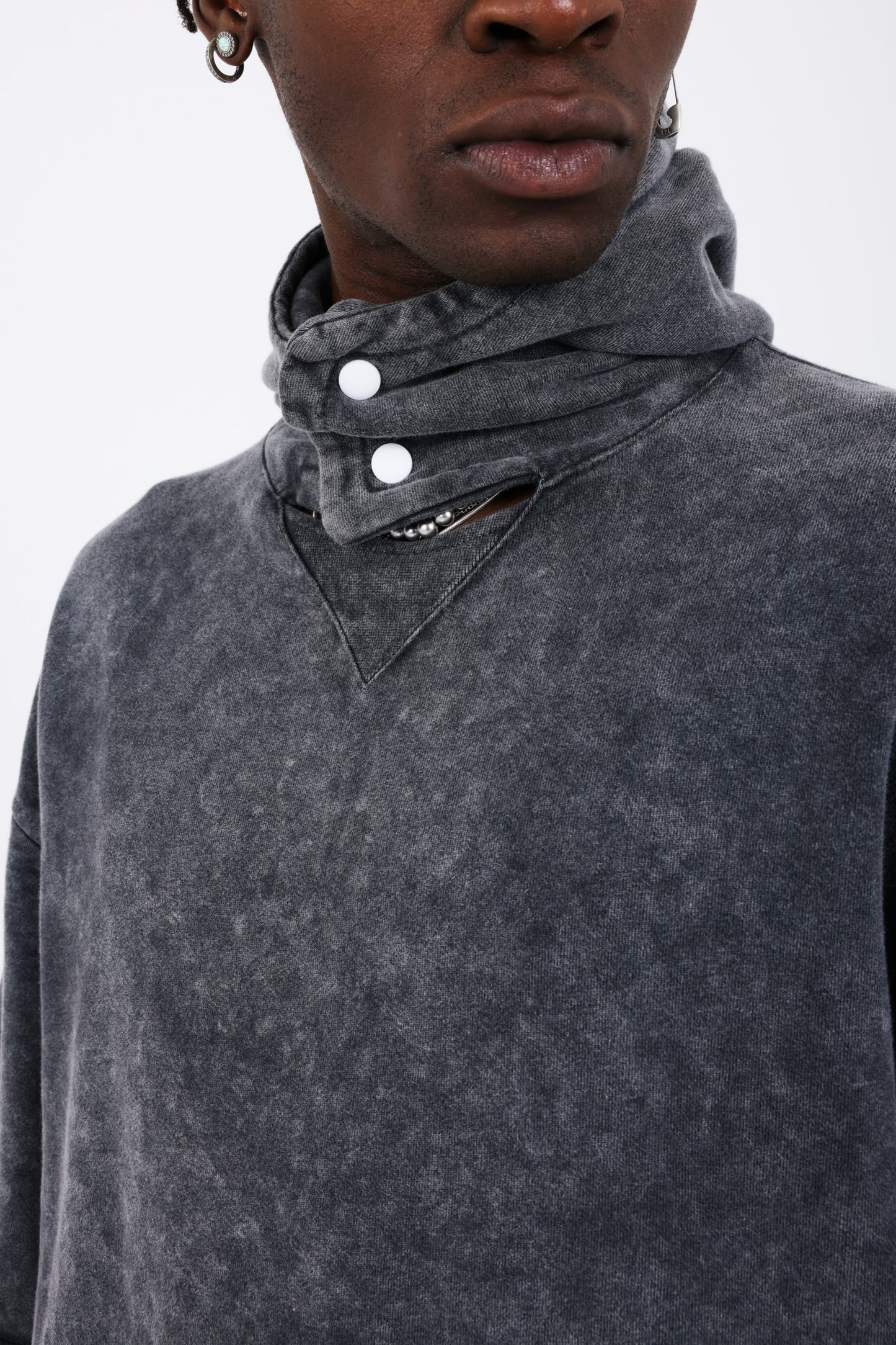 Mechanic acid washed tech double sleeve hoodie