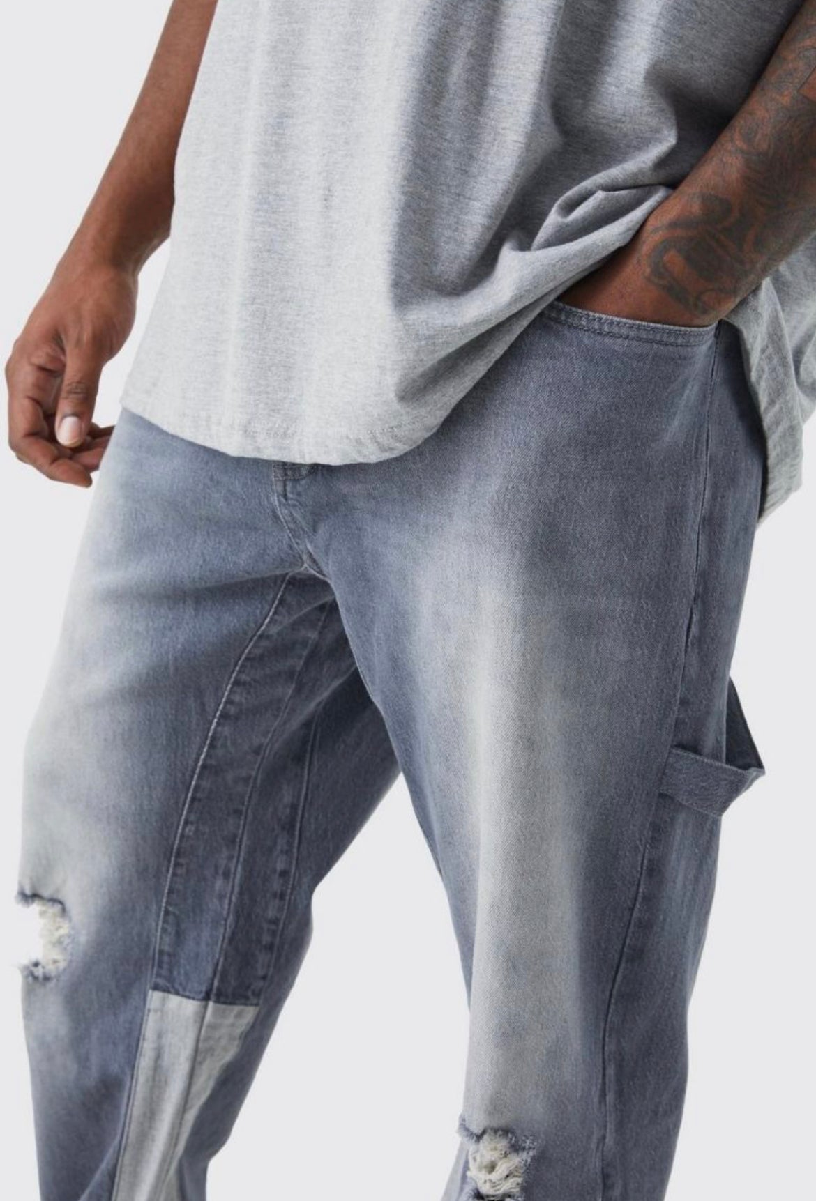 Boohoo plus straight carpenter jean grey