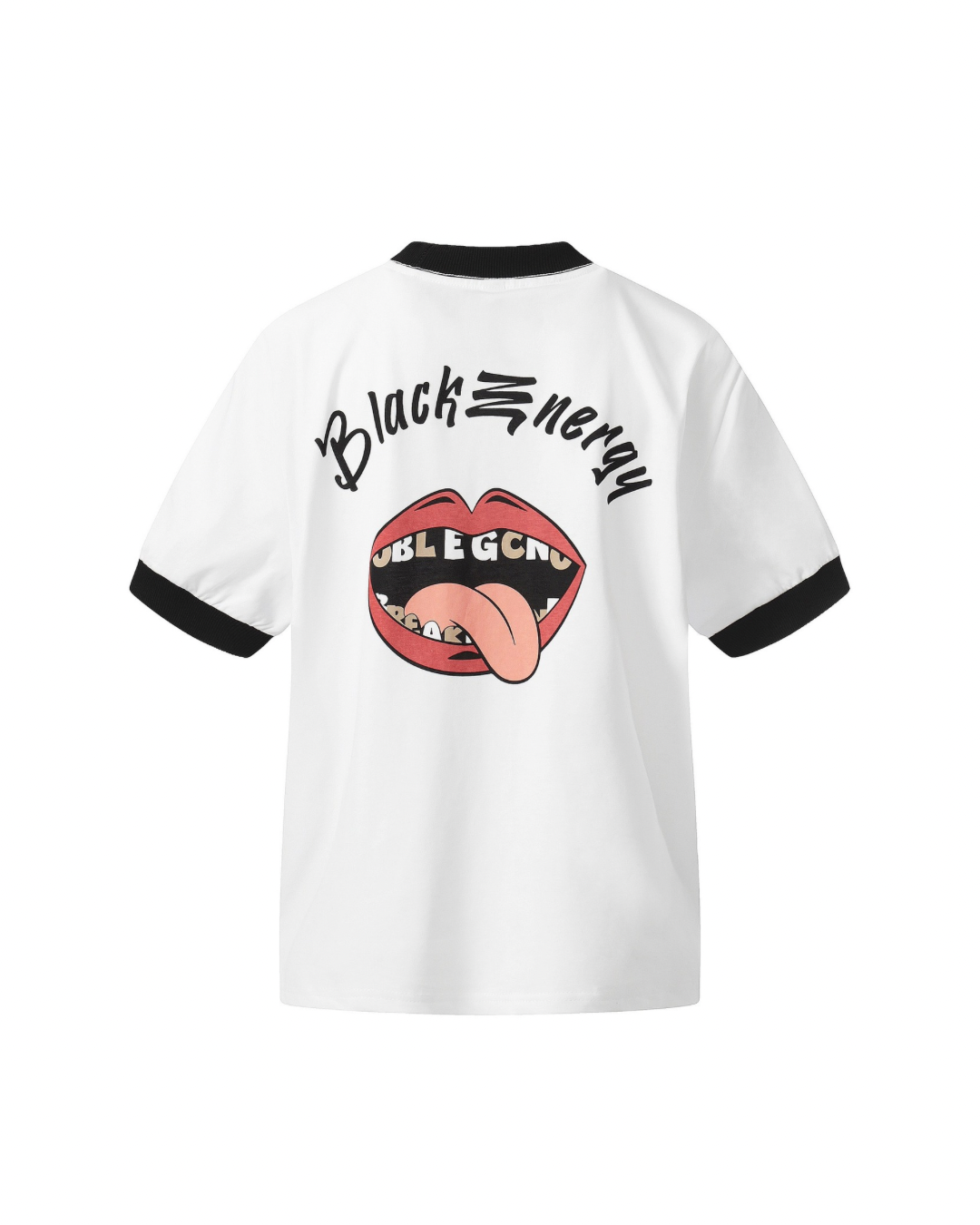 Black Energy cropped ringer tee white/black