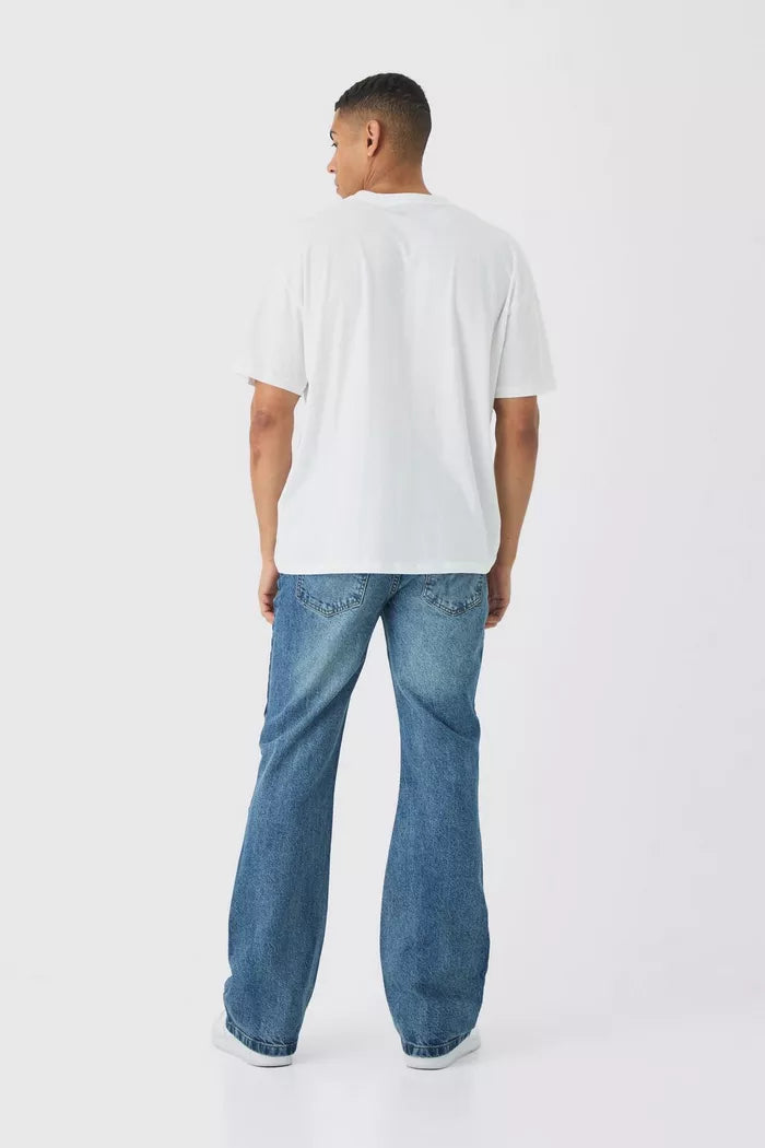 Boohoo slim rigid flare jean vintage blue