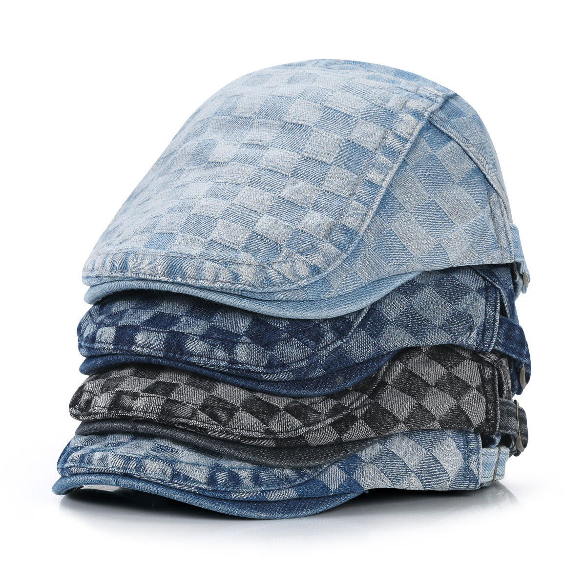 Denim patterned adjustable gatsby hat