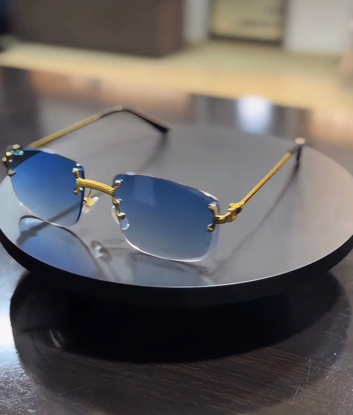 Rimless lens glasses