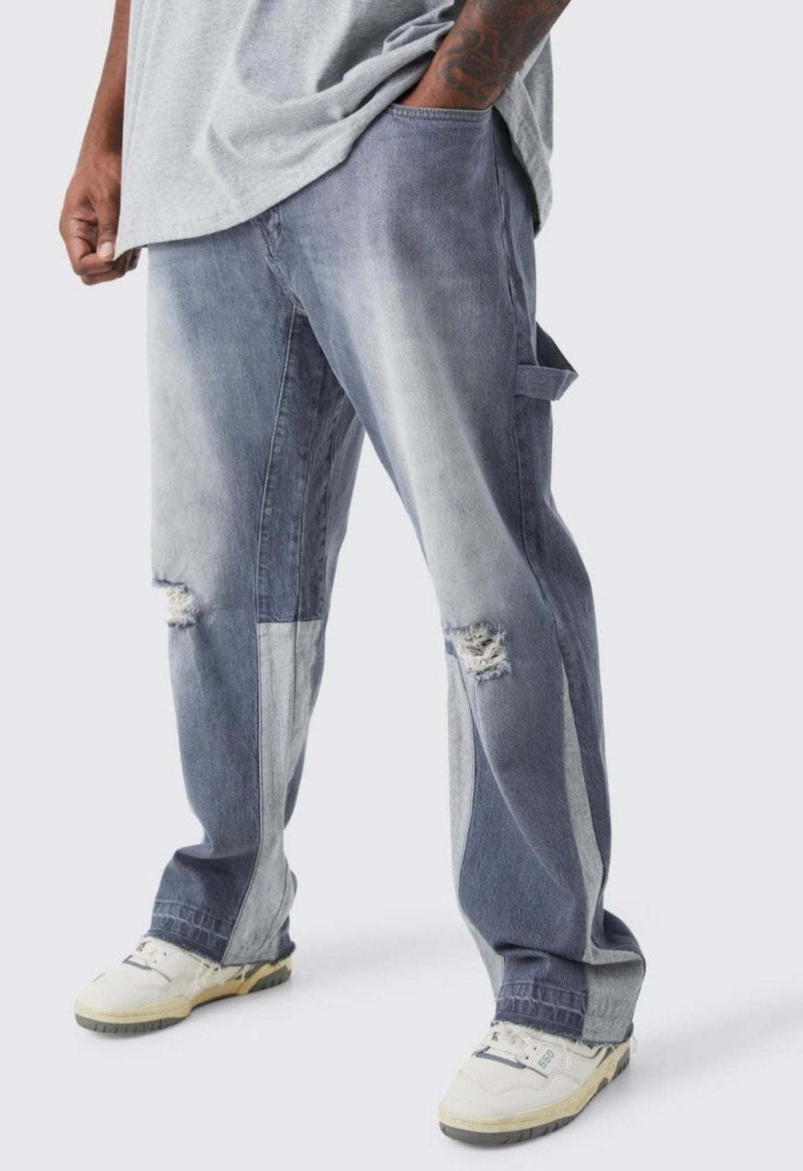 Boohoo plus straight carpenter jean grey