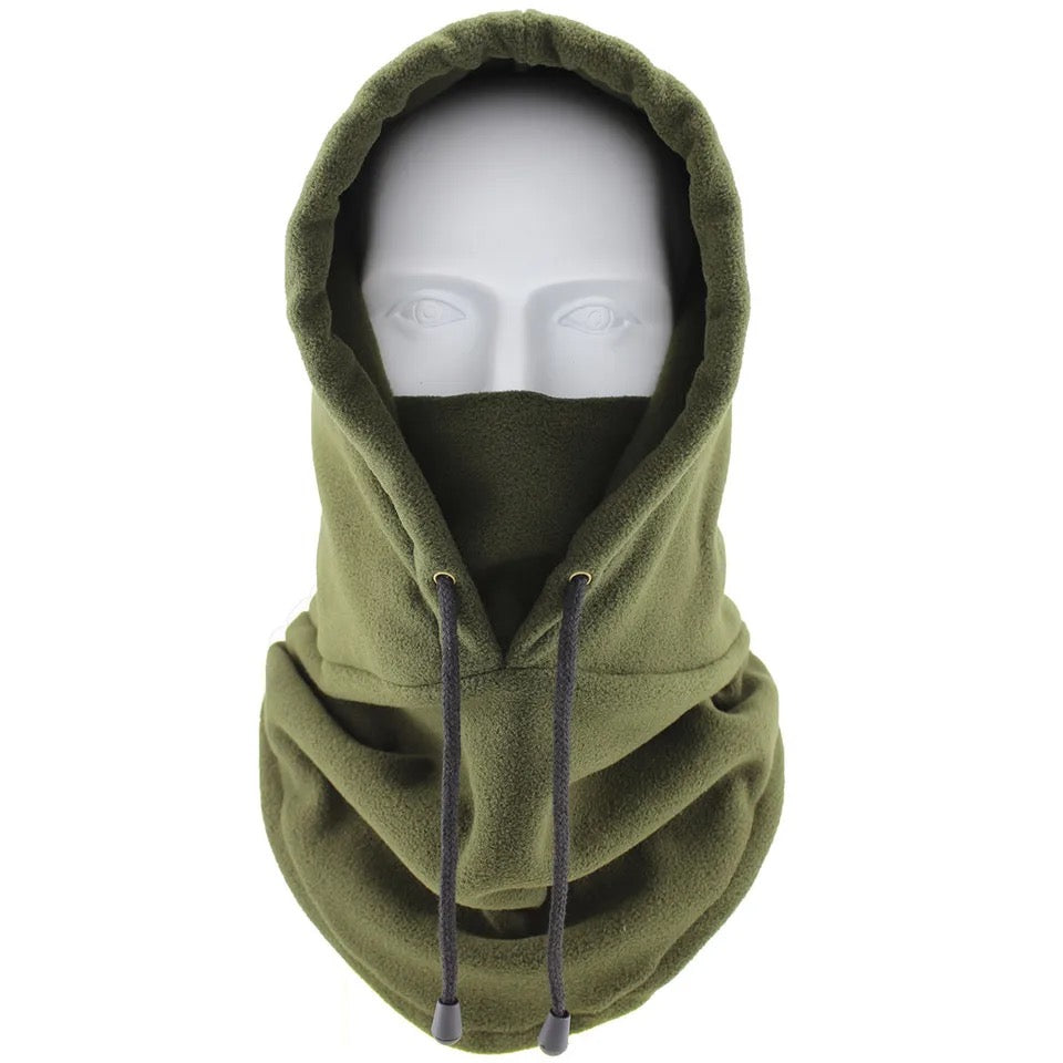 Hooded thermal fleece face cover