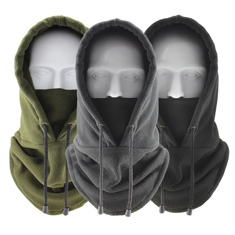 Hooded thermal fleece face cover