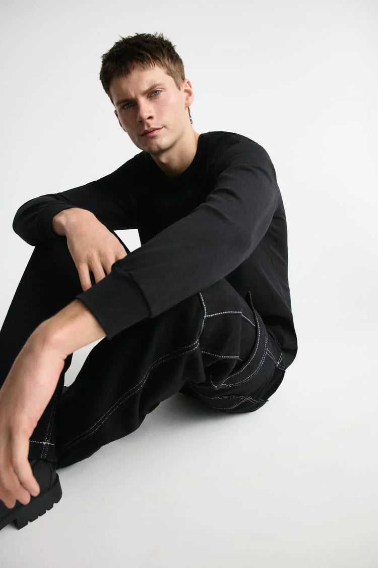 Difransel Contrast cargo pants in black