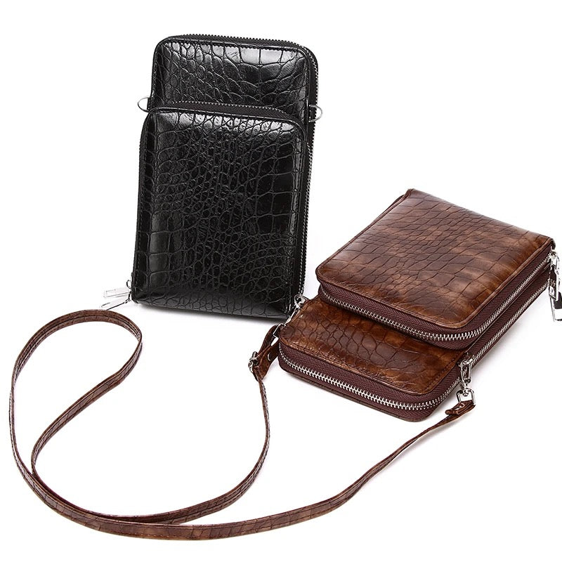 Leather croc skin sidebag