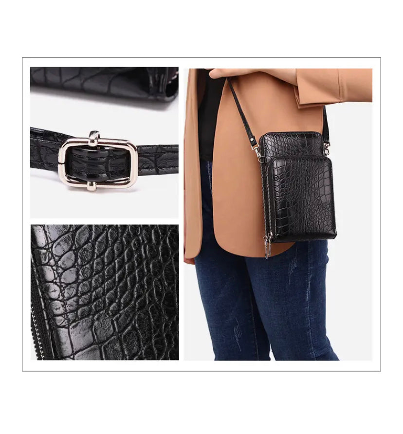 Leather croc skin sidebag