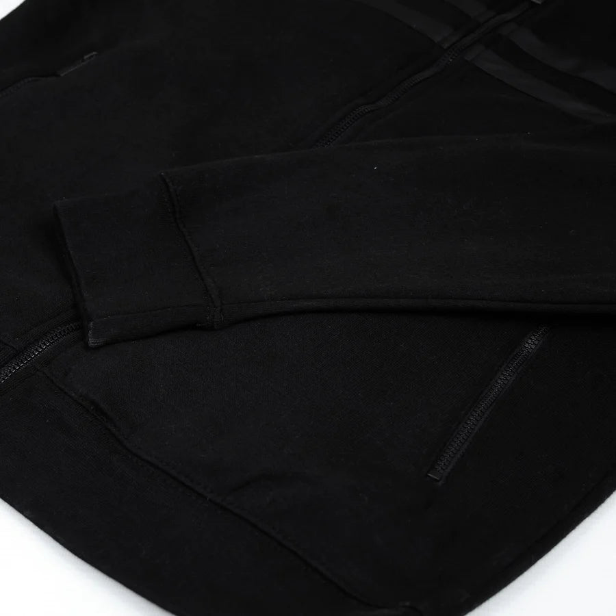 ZELIG MEN'S BLACK STRIPES STYLE BEST QUALITY FLEECE ZIPPER JACKET