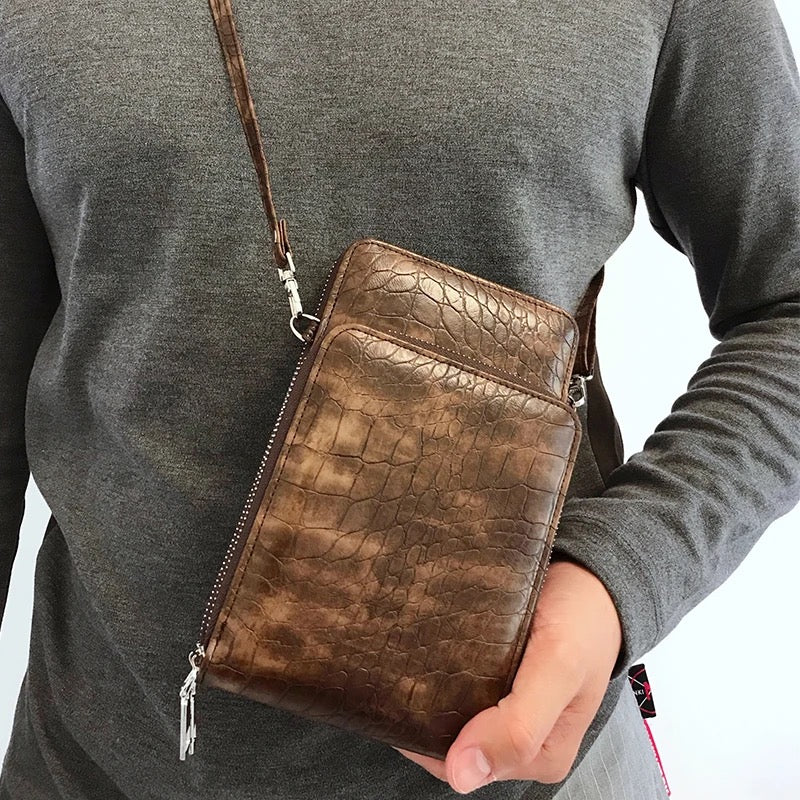 Leather croc skin sidebag