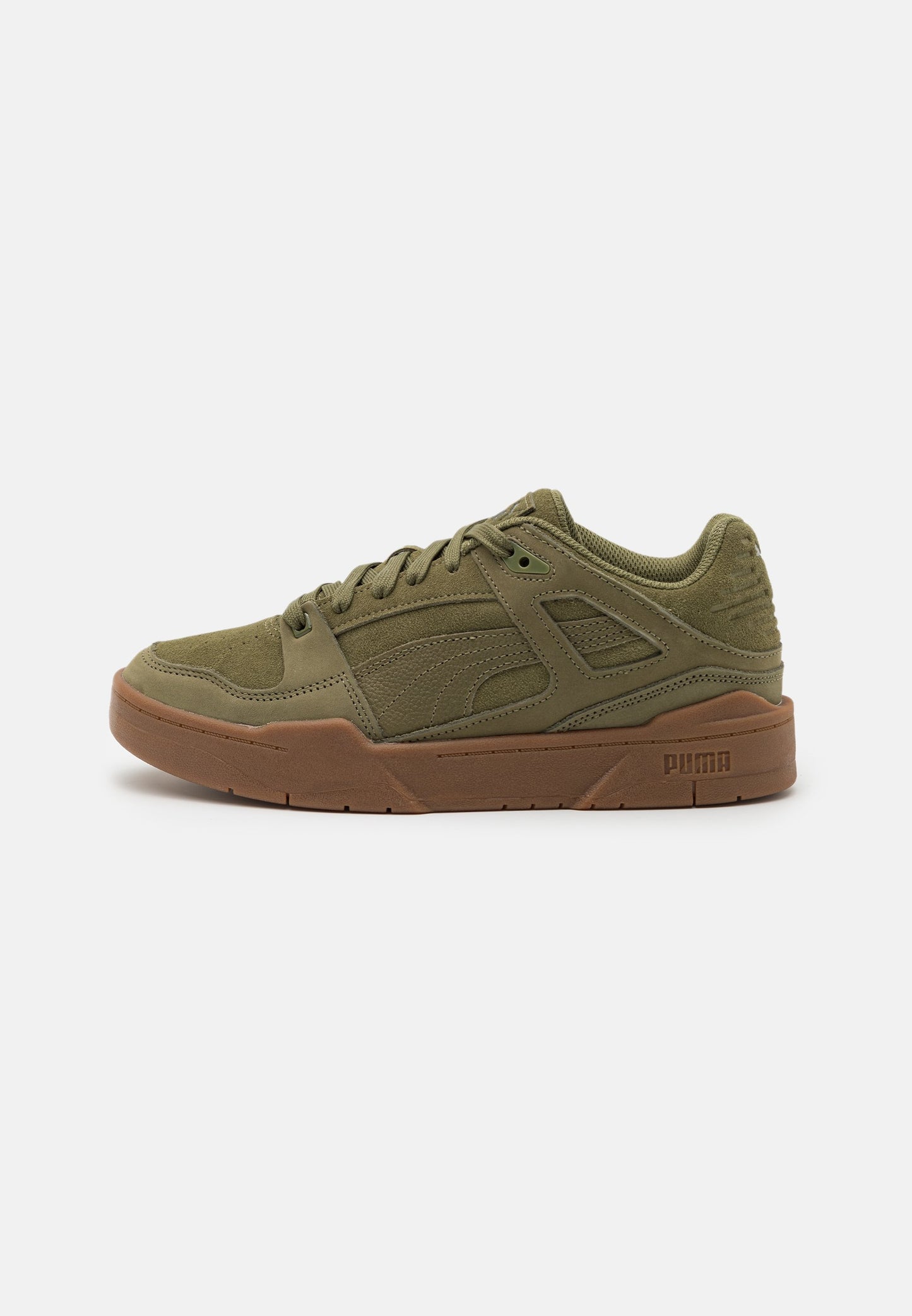 Puma slipstream sneaker in dark green moss suede