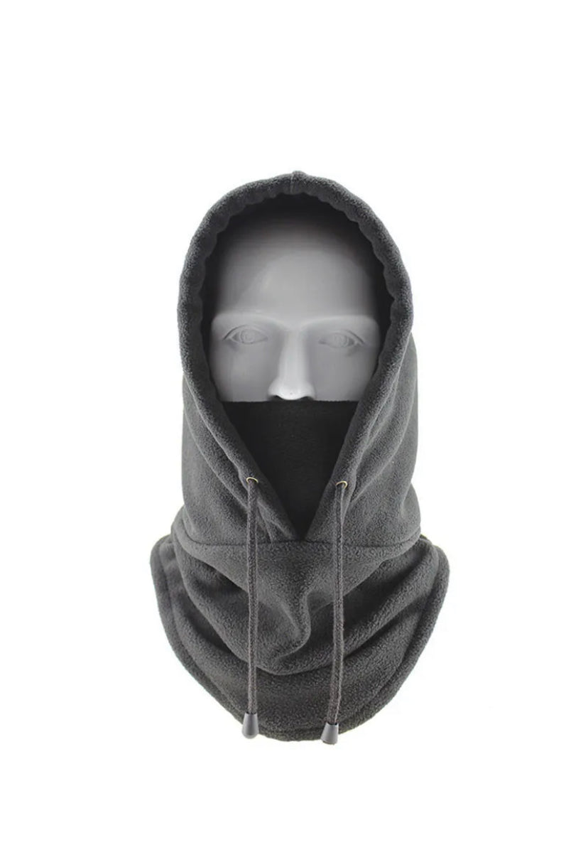 Hooded thermal fleece face cover