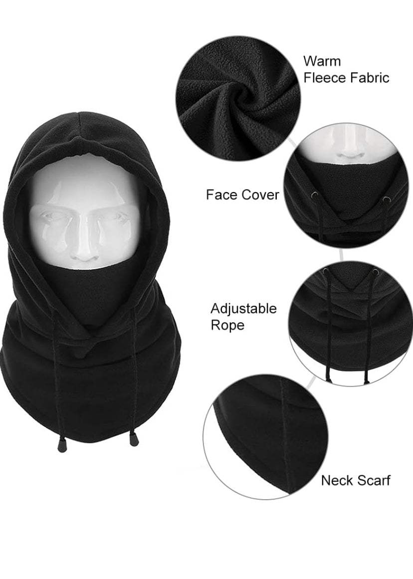 Hooded thermal fleece face cover