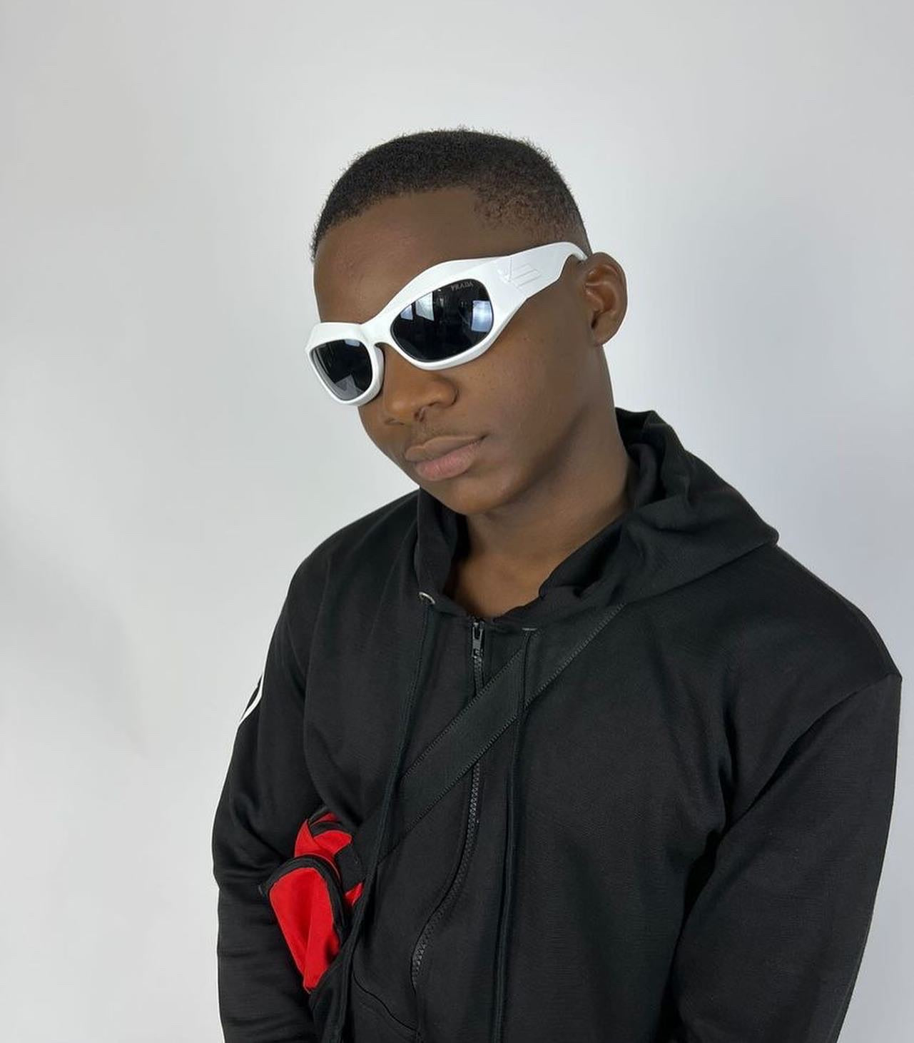Wrap around acetate sunglasses in white