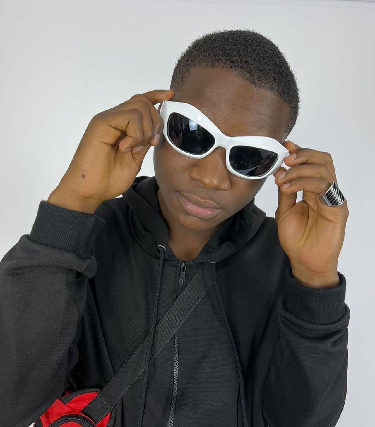 Wrap around acetate sunglasses in white