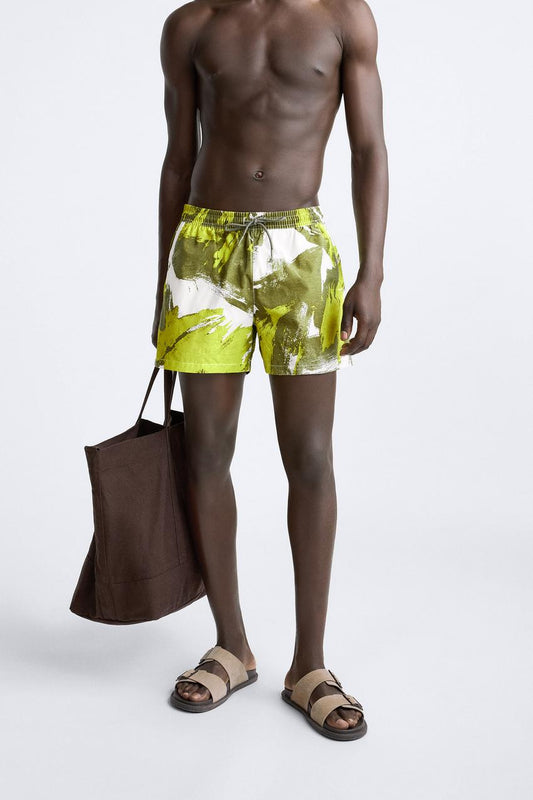 ZARA ABSTRACT PRINT REGULAR FIT SWIM SHORT