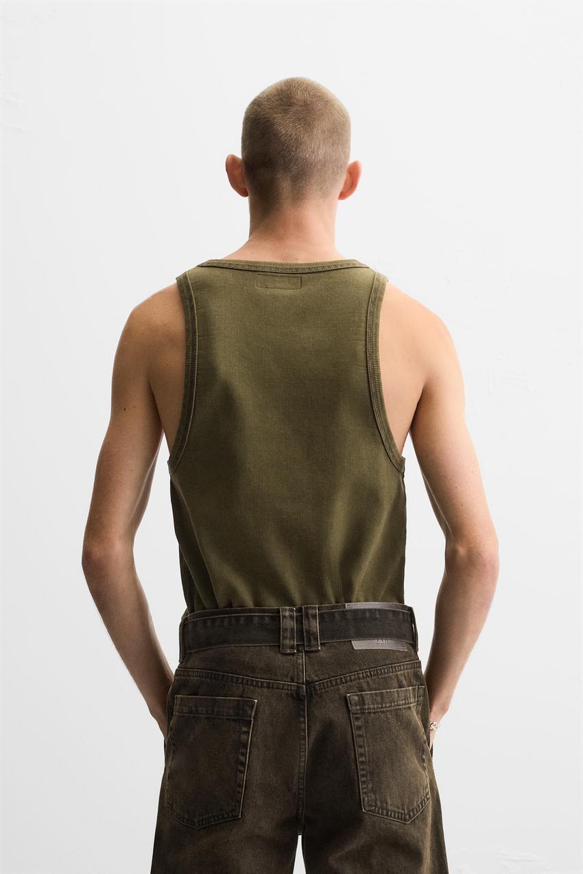 Zara ribbed tank top- limited edition in dark khaki