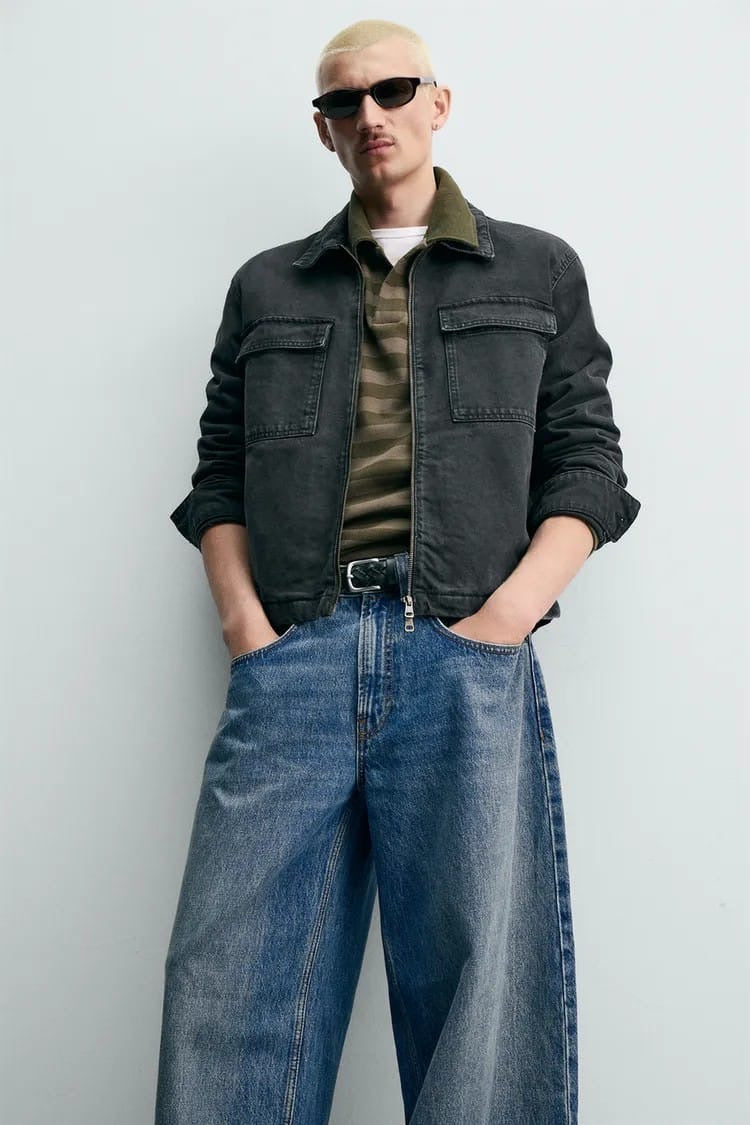 Zara washed denim dnwr work jacket