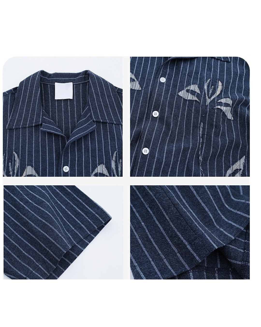 Striped rever embroidered shirt