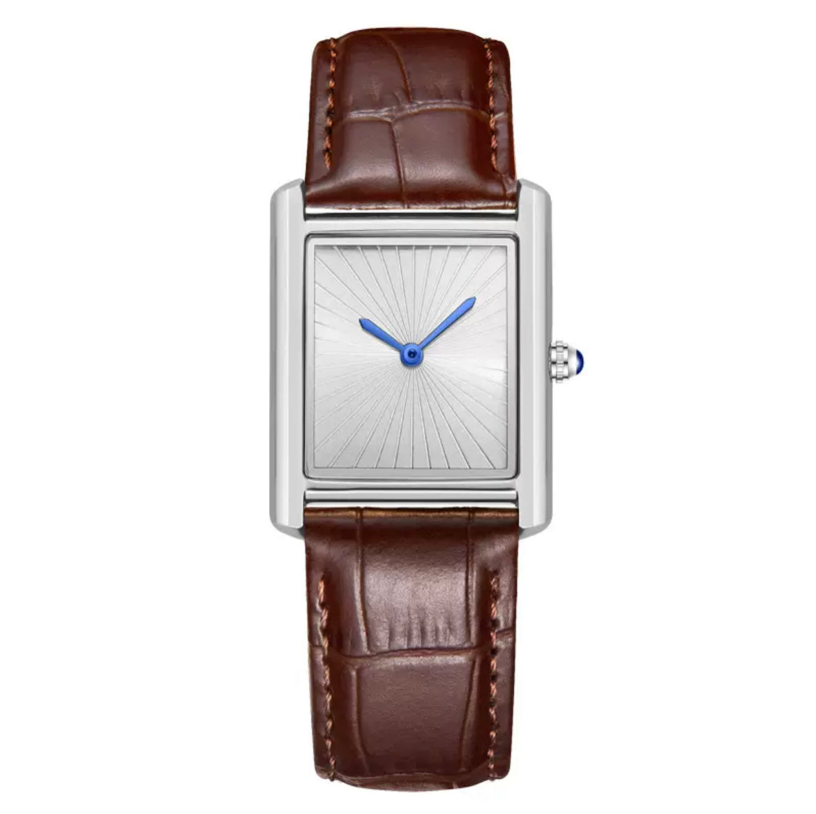 Tank steel leather strap watch