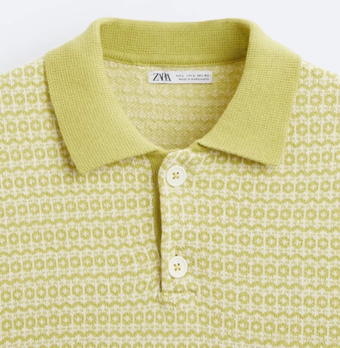 Zara textured knit polo shirt