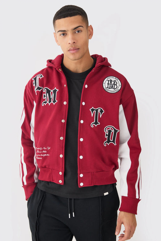 Boohoo hooded varsity jacket