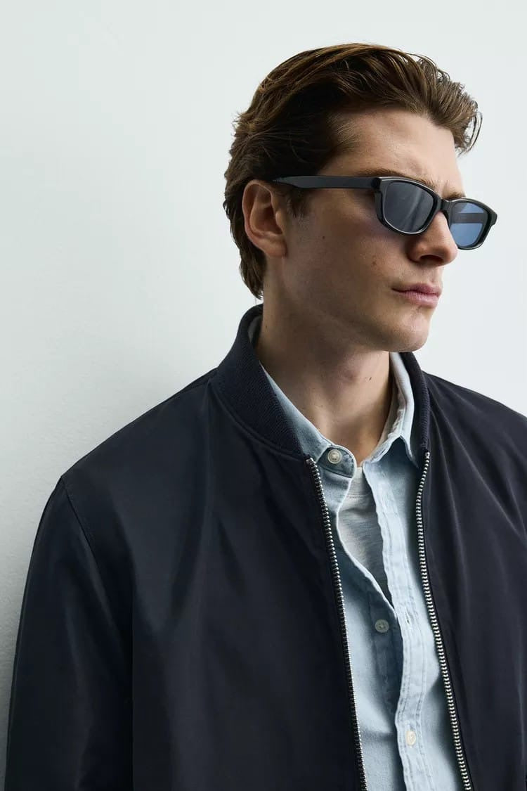 Zara water repellent technical jacket in navy