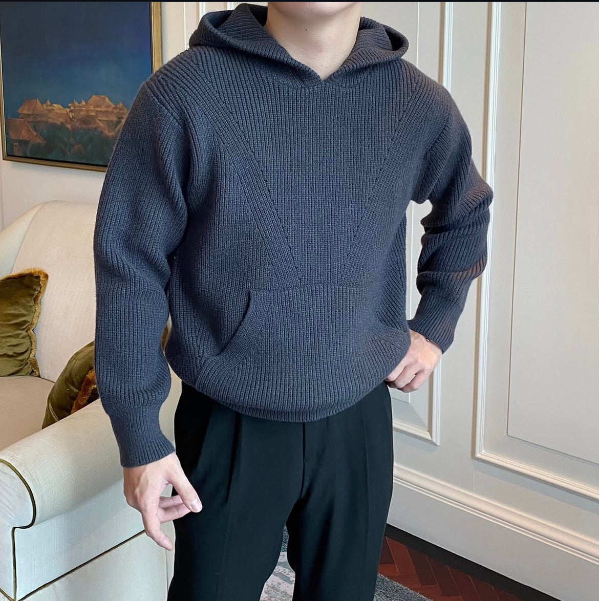 Plain Knitted hoodie
