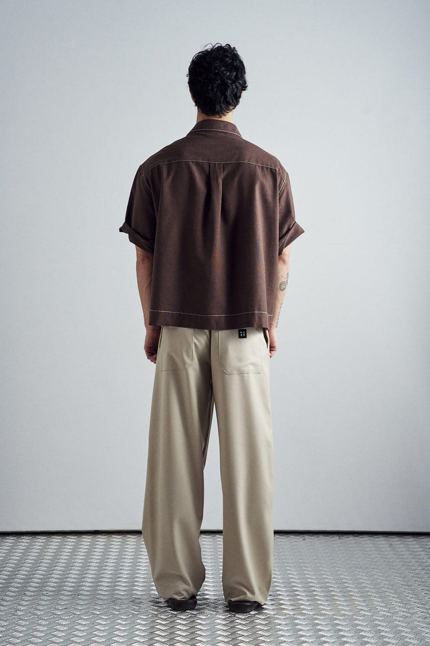 Contrast stitch shirt boxy cotton shirt