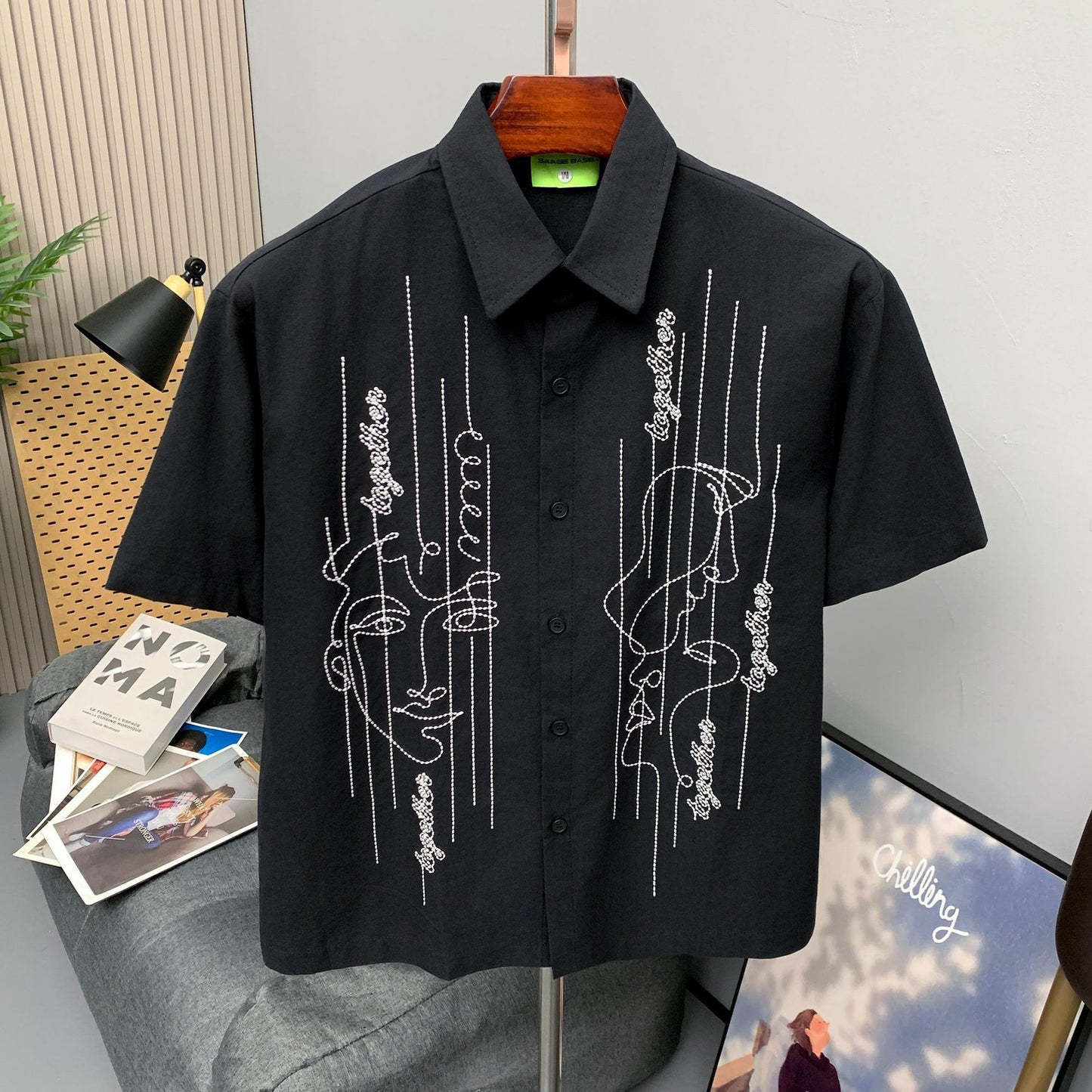 Embroidered face shirt