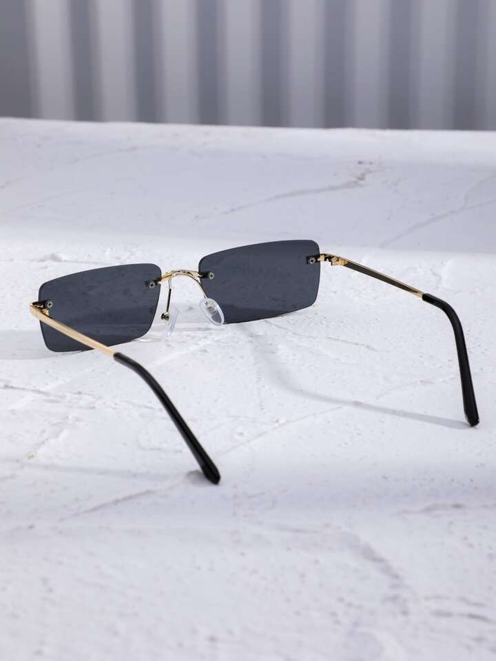 Rectangle rimless lens glasses