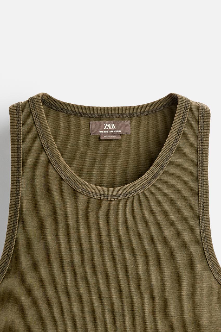 Zara ribbed tank top- limited edition in dark khaki