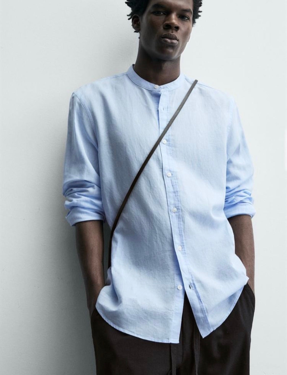Zara linen tab collar shirt