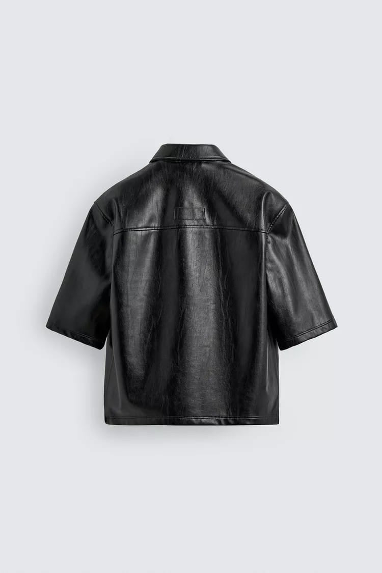 Zara faux leather shirt