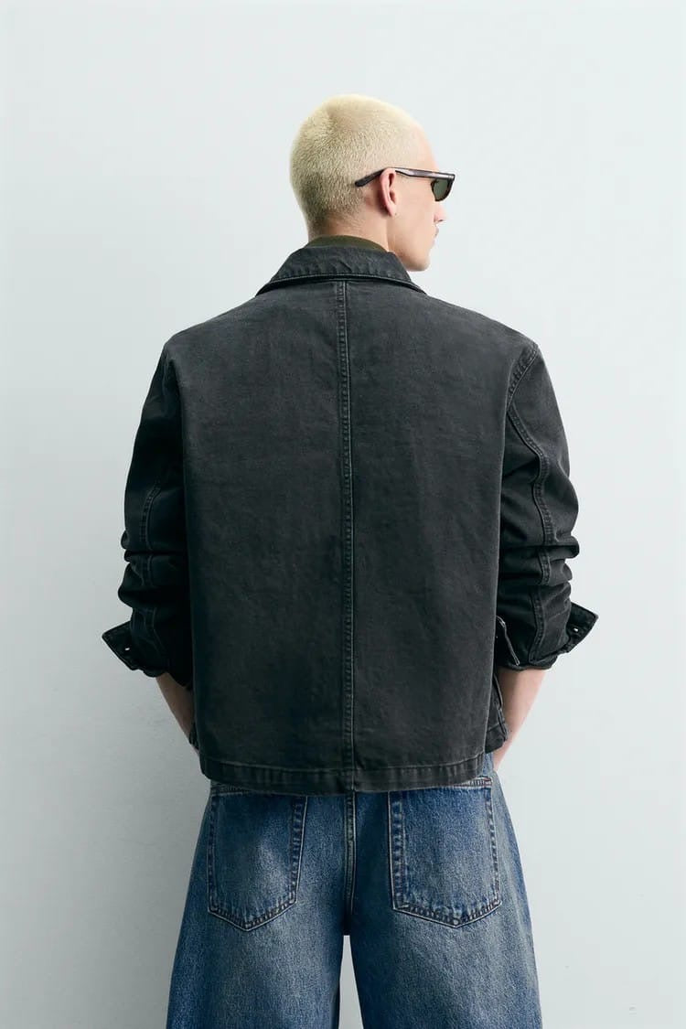 Zara washed denim dnwr work jacket